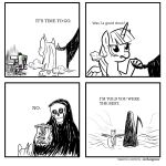  4koma anon bag comic death_(personification) dialogue english_text equid equine female friendship_is_magic grim_reaper hasbro hi_res horn it&#039;s_time_to_go lennytribe mammal melee_weapon meme my_little_pony paper_bag polearm restricted_palette scythe text twilight_sparkle_(mlp) weapon winged_unicorn wings 