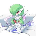  angry blush bodily_fluids breasts clothed clothing dress female flashing flashing_breasts gardevoir generation_3_pokemon green_hair hair humanoid kneeling nintendo nipples not_furry pink_nipples pokemon pokemon_(species) red_eyes small_breasts solo sweat undressing video_games ざくろ 