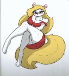  animaniacs anthro big_breasts blonde_hair blush breasts clothing female fluffy fluffy_tail hair hi_res minerva_mink pace-maker red_clothing solo thick_thighs warner_brothers 