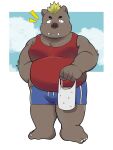  2022 anthro biped bottomwear bulge clothing hi_res humanoid_hands kemono male mammal overweight overweight_male shirt shorts solo suid suina sus_(pig) topwear whitebeast20 wild_boar 
