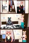  3d_(artwork) anthro bed bedroom bottomwear breasts canid canine caught cheating_girlfriend clothed clothing comic digital_media_(artwork) felid female fox furniture genitals group hair hi_res looking_at_viewer mammal mouse murid murine mynka nipples nude on_bed open_mouth pantherine presenting presenting_pussy pussy raelynn_(mynka) red_fox rodent solo spread_legs spreading tiger topwear 