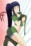  bad_deviantart_id bad_id blush boots breasts cosplay fatigues highres hyuuga_hinata large_breasts leona_heidern leona_heidern_(cosplay) naruto_(series) naruto_shippuuden ponytail solo stiky_finkaz the_king_of_fighters 