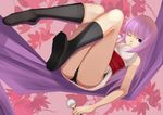  1girl black_legwear gintama legs long_hair no_eyewear one_eye_closed paku purple_hair sakata_gintoki sarutobi_ayame socks 