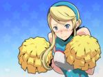  blonde_hair blue_eyes blush bodypaint breasts cheerleader heroman lina_davis nipples pom_poms shin_(sin-maniax) small_breasts solo 