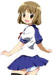  artist_request ass brown_eyes brown_hair kanamemo looking_back nakamachi_kana panties school_uniform short_hair solo thighhighs underwear white_panties 