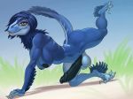  anthro balls big_penis breasts dickgirl dinosaur dromaeosaurid erection humanoid_penis intersex ldr looking_at_viewer nipples nude penis reptile scalie solo theropod uncut 