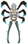  alternate_color aqua_eyes bad_id bad_pixiv_id bdsm belt beltskirt bondage bound breasts costume emukon garters gen_4_pokemon giratina highres long_hair medium_breasts no_panties personification pokemon shiny_pokemon silver_hair simple_background solo spikes striped striped_legwear thighhighs underboob white_background 