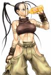  black_hair hip_vent ibuki_(street_fighter) kari_(artist) long_hair muscle ninja ponytail shirt solo street_fighter taut_clothes taut_shirt 