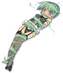  bad_id bad_pixiv_id bdsm blade_(galaxist) blush bondage bound fishnets gagged garters green_eyes green_hair long_hair necktie original panties pc_personification solo tears thighhighs underwear very_long_hair 