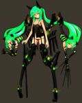  animal_ears breasts camisole claws elbow_gloves gloves green_eyes green_hair highres lowleg lowleg_panties mecha_musume nipples original orihiro panties see-through small_breasts solo thighhighs twintails underwear 