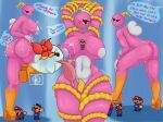  &lt;3 absurd_res anthro arms_tied blush bob-omb bombette boots bound breast_lick breast_play breasts butt clothing dialogue female footwear glistening glistening_body growth hands_behind_head hi_res high_heeled_boots high_heels humanoid lady_bow larger_female licking male mario mario_bros mouthless multicolored_body narrowed_eyes nintendo one_eye_closed paper_mario simple_background simple_eyes size_difference sp_advanced text thick_thighs tongue tongue_out video_games wink 