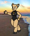  beach bovid breasts buttercollie caprine clothing cowbell detailed_background female latex low_res mammal olivia_(disambiguation) seaside sheep solo swimwear 