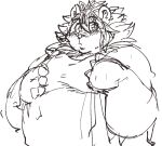  anthro blush clothing exe_exem felid hair lifewonders lion looking_at_viewer male mammal mane mane_hair overweight pantherine shirt sketch solo tank_top tokyo_afterschool_summoners topwear vapula_(tas) video_games 