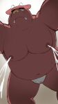  2022 anthro belly big_belly bodily_fluids bovid bovine cattle clothing eyes_closed hi_res kemono kick_(artist) lactating male male_lactation mammal moobs navel nipples overweight overweight_male solo underwear 