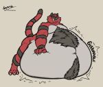  anthro belly big_belly body_hair butt chest_hair claws felid generation_7_pokemon happy_trail hi_res husky2paws incineroar male mammal moobs muscular_arms muscular_legs navel nintendo overweight pantherine pokemon pokemon_(species) rumbling_stomach solo tiger toe_claws video_games 