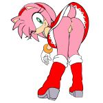 absurd_res accessory amy_rose anthro anus ass_up bent_over boots bottomless butt clothed clothing dress eulipotyphlan eyelashes female footwear genitals gloves green_eyes handwear hedgehog hi_res high_heels kasumin_(artist) looking_at_viewer mammal one_eye_closed presenting presenting_hindquarters pussy sega simple_background smile solo sonic_the_hedgehog_(series) upskirt white_background wink winking_at_viewer