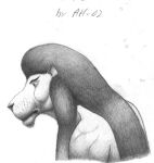 2002 anthro biped bust_portrait dark_mane eyebrows fangs felid graphite_(artwork) hair leonidae lion male mammal mane mane_hair monochrome nude nude_anthro nude_male pantherine pencil_(artwork) portrait shaded side_view signature solo teeth traditional_media_(artwork) whisker_dots