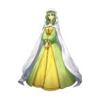  1girl absurdres cloak commentary_request dress fire_emblem fire_emblem:_thracia_776 fire_emblem_heroes full_body green_dress green_eyes green_hair highres hood hooded_cloak medium_hair nun official_art safy_(fire_emblem) solo tachi-e uroko_(mnr) white_background white_cloak 