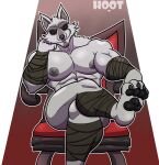anthro bent_legs canid canine canis chair crossed_legs death_(puss_in_boots) dg254 dreamworks furniture hi_res looking_at_viewer male mammal muscular muscular_male nude nude_male on_chair puss_in_boots_(dreamworks) sitting sitting_on_chair solo wolf