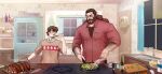  2boys animal_ears bara beard body_fur christmas christmas_tree_print conrad_(getonjbart) cooking couple facial_hair frying_pan full_beard getonjbart hairy hand_hair height_difference highres holding holding_frying_pan indoors kitchen large_pectorals male_focus mature_male monster_boy multiple_boys muscular muscular_male original pectoral_cleavage pectorals perspective short_hair standing sweater tasting thick_arm_hair thick_beard thick_chest_hair thick_eyebrows thick_mustache very_hairy werewolf wolf_ears yaoi 
