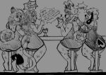 andromorph anthro bar bar_stool beagle beverage big_breasts big_butt bonnie_(puwwby) bottomwear breasts brunkdutt butt canid canine canis charlotte_genevieve chubby_anthro chubby_female clothed clothing cocktail_dress counter dialogue digital_drawing_(artwork) digital_media_(artwork) domestic_dog dress ear_piercing ear_stud english_text eyelashes facial_piercing fangs felid female fingers flirting fluffy fluffy_tail fur furniture gesture greyscale group hair half-closed_eyes hand_on_back holding_beverage holding_object honey_(puwwby) huge_breasts hunting_dog intersex lion long_sleeves lyla_no&#039;uka mammal mane monochrome narrowed_eyes neck_tuft nonbinary_(lore) nordic_sled_dog nose_piercing nose_ring pantherine paws piercing pointing propositioning puwwby_(artist) ring_piercing romantic romantic_couple samoyed scent_hound simple_background sitting sketch skirt slightly_chubby smile speech_bubble spitz stool swingers tail teeth text thick_thighs trans_(lore) trans_man_(lore) tuft