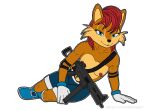 anthro archie_comics boots bottomwear breasts chipmunk clothed clothing elbow_pads female footwear gloves ground_squirrel gun handwear heckler_and_koch hk_ump mammal nipples ranged_weapon rebeldragon101 rodent sally_acorn sciurid sega shorts small_breasts solo sonic_the_hedgehog_(archie) sonic_the_hedgehog_(comics) sonic_the_hedgehog_(series) submachine_gun topless topless_anthro topless_female weapon