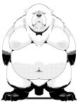 2024 anthro belly big_belly bond_(spy_x_family) bow_tie canid canine canis domestic_dog genitals hi_res kemono male mammal moobs navel nipples overweight overweight_male penis sigenoya simple_background solo spy_x_family takotyutyu