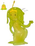 4_fingers absurd_res adventure_time alternate_form alternate_species apode butt cartoon_network cii_(artist) crown eyebrows featureless_chest female fingers front_view gold_crown goo_creature goo_humanoid green_body green_pseudo_hair headgear hi_res humanoid humanoidized leaning leaning_forward legless not_furry pseudo_hair signature simple_background slime_princess smile standing translucent translucent_body white_background