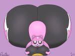 2024 anthro big_breasts big_butt black_bottomwear black_clothing black_nose black_pants black_sclera black_shirt black_topwear bottomwear breast_squish breasts buckteeth butt clothing colored digital_media_(artwork) female front_view grey_inner_ear hand_on_breast hand_on_own_breast hi_res huge_breasts huge_butt hyper hyper_butt looking_at_viewer lying mammal mask on_front pants pink_background pink_body pink_ears pink_mask pink_tail reathe red_tongue rodent sciurid shaded shirt signature simple_background simple_shading smile solo spandex sports_mask sportswear squish susie_(reathe) tail teeth tight_clothing tongue tongue_out topwear tree_squirrel white_eyes wrestling_mask wrestling_outfit