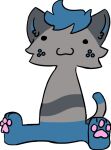 :3 animal_humanoid anthro armless black_eyes black_line_art blank_expression blue_body blue_fur blue_hair blue_inner_ear blue_legs bottomless cat_humanoid clothed clothing digital_drawing_(artwork) digital_media_(artwork) domestic_cat featureless_crotch feet felid felid_humanoid feline feline_humanoid felis flat_colors foot_focus freckles fur genitals grey_body grey_fur hair hindpaw humanoid line_art looking_at_viewer male mammal mammal_humanoid maxcatuwu maxie_(maxcatuwu) noseless nude pants_(marking) pawpads paws penis pink_pawpads pink_paws plantigrade simple_background simple_eyes simple_face sitting solo stripes tail topless