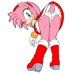 accessory amy_rose anthro ass_up bent_over boots butt clothed clothing dress eulipotyphlan eyelashes female footwear gloves green_eyes handwear hedgehog hi_res high_heels kasumin_(artist) looking_at_viewer mammal one_eye_closed panties partially_visible_vulva presenting presenting_hindquarters sega simple_background smile solo sonic_the_hedgehog_(series) underwear upskirt white_background white_clothing white_panties white_underwear wink winking_at_viewer