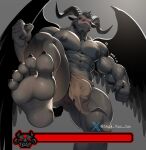 2024 5_toes abs anthro areola barazoku biceps big_feet big_muscles biped bone bovid bulge caprine caprine_demon claws cross dated deltoids demon english_text feet foot_fetish foot_focus fur head_markings hi_res horn huge_muscles humanoid_feet inverted_cross kemono looking_at_viewer looking_down looking_down_at_viewer male mammal markings muscular muscular_anthro muscular_male nipples pecs plantigrade presenting quads red_sclera satan shan_yao_jun signature smile soles solo text the_binding_of_isaac_(series) thick_thighs toe_claws toes tuft url vein wings x_(social_media)