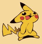  ambiguous_gender feral generation_1_pokemon jaquin_s nintendo open_mouth open_smile pikachu pokemon pokemon_(species) red_cheeks simple_background smile solo standing tongue video_games yellow_body yellow_tail 