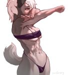 abs anthro breasts canid canid_demon canine clothing demon digital_media_(artwork) female fur hair hellhound helluva_boss hi_res loona_(helluva_boss) mammal muscular navel red_sclera sackrany solo tagme white_body white_fur