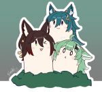  &gt;_o 0_0 :&lt; ;d ahoge animal_ear_fluff animal_ears black_hair blue_hair blush_stickers brown_hair character_request closed_mouth dugtrio flying_sweatdrops fox_ears gradient_hair green_eyes grey_hair hair_ornament honkai:_star_rail honkai_(series) huohuo_(honkai:_star_rail) langbazi multicolored_hair one_eye_closed outline pokemon purple_eyes signature smile tingyun_(honkai:_star_rail) white_outline yukong_(honkai:_star_rail) 