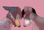 &lt;3 ambiguous_gender brown_body brown_fur canid canine duo ear_piercing fur grey_body grey_fur hi_res mammal multicolored_body multicolored_fur piercing rattdawg simple_background