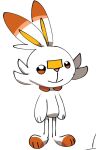  ambiguous_gender anthro generation_8_pokemon jaquin_s lagomorph leporid mammal nintendo pokemon pokemon_(species) rabbit scorbunny simple_background smile solo standing video_games white_body 