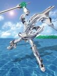  cloud floating flying highres holding holding_sword holding_weapon mark_sein mecha mecha_focus moyashi_(karamisouma) no_humans robot science_fiction sky solo soukyuu_no_fafner sword weapon 