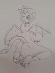 &lt;3 &lt;3_eyes anthro anykoe butt dragon female hasbro looking_at_viewer looking_back my_little_pony sketch solo spread_wings tail traditional_media_(artwork) wings