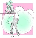 absurd_res ailurid anthro anuki balls balls_expansion big_balls big_penis clothing expansion genital_expansion genitals gozer_mocha hair hi_res huge_balls huge_penis long_hair mammal nervous penis ready_to_pop red_panda solo