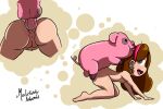 anal artist_name barefoot bestiality brown_hair disney domestic_pig duo ear_piercing feet female feral feral_penetrating genitals gravity_falls hair human mabel_pines male male/female mammal moderately_ashamed nude open_mouth penetration piercing pussy suid suina sus_(pig) waddles_(gravity_falls)