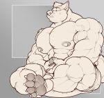 2018 anthro arrow_(arrowt) big_muscles big_pecs canid canine canis eyes_closed hi_res male mammal meditation muscular muscular_male nightterror pecs solo wolf