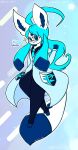 5_fingers anthro blue_eyes blue_hair bottomwear clothing eeveelution eyewear fingers generation_4_pokemon glaceon glasses hair hi_res lewdchuu_(artist) male nintendo pants pokemon pokemon_(species) solo suit suit_jacket tail team_plasma white_body