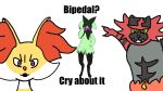  delphox generation_6_pokemon generation_7_pokemon greyphox hi_res incineroar meme meowscarada nintendo pokemon pokemon_(species) smoking text two_soyjaks_pointing video_games 