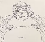  anthro belly duo felid groping_chest groping_from_behind hi_res licho_(tas) lifewonders male mammal moobs navel nipples overweight pantherine ptcmtr shirtless sketch tiger tokyo_afterschool_summoners video_games 