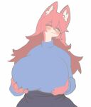 animated anthro big_breasts breast_play breasts canid canine clothing female fox fur hair hand_on_breast huge_breasts kemono mammal red_body red_fur short_playtime solo unnamed_fox_(utterangle) utterangle white_body white_fur