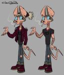 4_fingers 87octane anthro biped bottomwear cigarette clothed clothing domestic_cat felid feline felis fingers footwear hairless hairless_cat male mammal pants shoes smoking smoking_cigarette solo sphynx_(cat) tail tattoo torn_bottomwear torn_clothing torn_pants