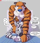 anthro black_body black_fur comic duo english_text equid equine felid fur locker_room male male/male male_penetrated male_penetrating male_penetrating_male mammal muscular muscular_male orange_body orange_fur pantherine penetration profanity sex sigma_x striped_body stripes text tiger zebra