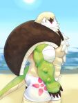 2016 anthro beach biped chesnaught clothed clothing digital_media_(artwork) generation_6_pokemon hi_res looking_back male muscular muscular_anthro muscular_male nintendo outside pokemon pokemon_(species) sand sea seaside side_view sky smile solo sun tail underwear underwear_only viridianvariant walking water