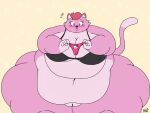 2018 5_fingers amber_(batspid2) anthro batspid2 belly big_belly big_breasts biped black_clothing black_eyebrows black_eyelashes black_nose black_topwear blush bottomless bottomless_anthro bottomless_female bra breasts cleavage clothed clothing digital_drawing_(artwork) digital_media_(artwork) domestic_cat double_chin ear_piercing embarrassed eyebrows facial_tuft felid feline felis female fingers flabby_arms flat_colors front_view fur genitals glistening glistening_nose hair hello_kitty_(character) hello_kitty_(series) holding_clothing holding_object huge_belly huge_breasts huge_thighs hyper hyper_hips hyper_thighs love_handles mammal markings morbidly_obese morbidly_obese_anthro morbidly_obese_female multicolored_body multicolored_fur navel nipple_outline obese obese_anthro obese_female overweight overweight_anthro overweight_female panties piercing pink_blush pink_body pink_clothing pink_fur pink_hair pink_underwear portrait purple_eyes pussy sanrio short_hair signature simple_background solo standing sweatdrop_(iconography) tail tail_markings tan_background thick_thighs three-quarter_portrait topwear tuft two_tone_body two_tone_fur underwear whisker_spots whiskers